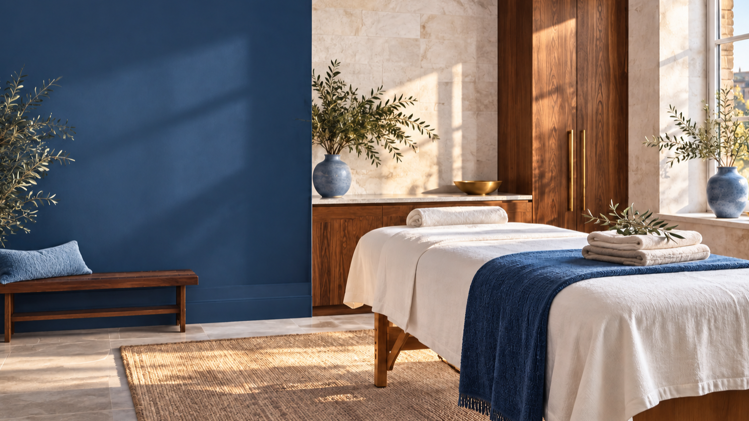 Warm massage treatment room at Angel Touch Therapy in Harrogate